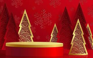 3d Podium round stage style, for Merry Christmas and happy new year vector