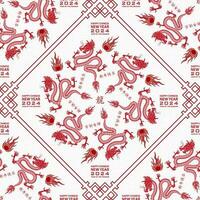 Seamless pattern with Asian elements for happy Chinese new year of the Dragon 2024 vector