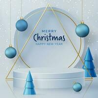 3d Podium round stage style, for Merry Christmas and happy new year vector