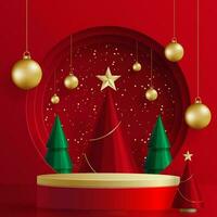 3d Podium round stage style, for Merry Christmas and happy new year vector