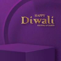 Diwali or Deepavali 3d Podium round stage style for the Indian festival of lights vector