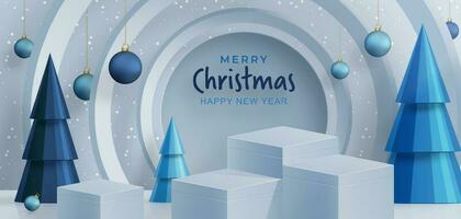 3d Podium round stage style, for Merry Christmas and happy new year vector