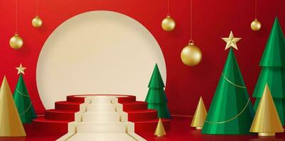 3d Podium round stage style, for Merry Christmas and happy new year vector