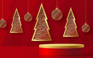 3d Podium round stage style, for Merry Christmas and happy new year vector