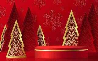 3d Podium round stage style, for Merry Christmas and happy new year vector