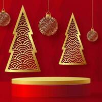 3d Podium round stage style, for Merry Christmas and happy new year vector