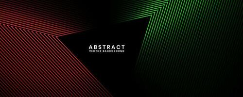 3d rojo verde techno resumen antecedentes superposición capa en oscuro espacio con triángulo rayas forma decoración. moderno gráfico diseño elemento futuro estilo concepto para bandera, tarjeta, volantes o folleto cubrir vector