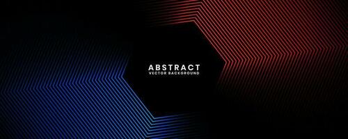 3D blue red techno abstract background overlap layer on dark space with hexagon stripes shape decoration. Modern graphic design element future style concept for banner, flyer, card, or brochure cover vector