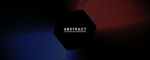 3D blue red techno abstract background overlap layer on dark space with hexagon stripes shape decoration. Modern graphic design element future style concept for banner, flyer, card, or brochure cover vector