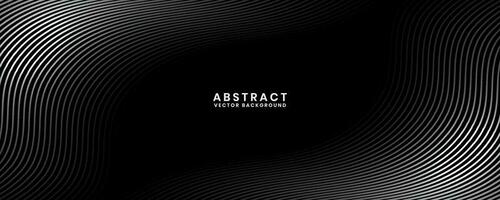 3D black white techno abstract background overlap layer on dark space with waves effect decoration. Modern graphic design element stripes style concept for banner, flyer, card, or brochure cover vector