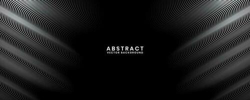 3D black white techno abstract background overlap layer on dark space with waves effect decoration. Modern graphic design element stripes style concept for banner, flyer, card, or brochure cover vector