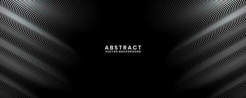 3D black white techno abstract background overlap layer on dark space with waves effect decoration. Modern graphic design element stripes style concept for banner, flyer, card, or brochure cover vector