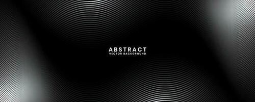 3D black white techno abstract background overlap layer on dark space with waves effect decoration. Modern graphic design element stripes style concept for banner, flyer, card, or brochure cover vector