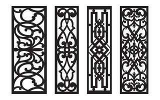 Decorative floral patterns, geometric template for cnc laser cutting vector