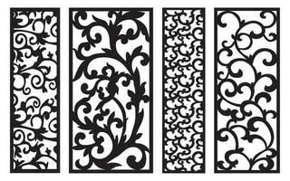 Decorative floral patterns, geometric template for cnc laser cutting vector