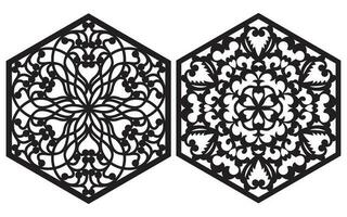 Decorative floral patterns, geometric template for cnc laser cutting vector