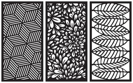 Decorative floral patterns, geometric template for cnc laser cutting vector