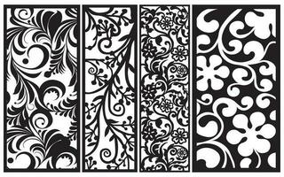 Decorative floral patterns, geometric template for cnc laser cutting vector