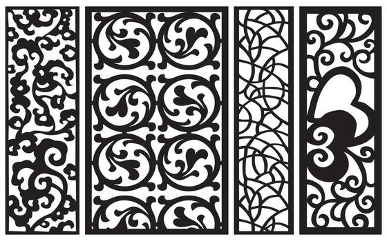 Decorative floral patterns, geometric template for cnc laser cutting vector