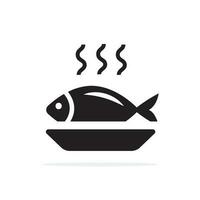 Fish on a plate icon. Vector concept illustration for design.