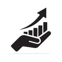 Business hand with growth chart. icon. Vector concept illustration for design.