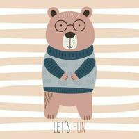 bear, teddy in scandinavian style isolated vector