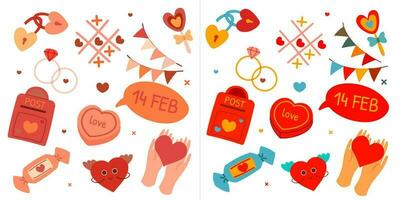 Valentines Day set. With heart and other elements on a white background. vector