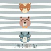 bears, teddy in scandinavian style isolated vector