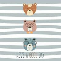 bears, teddy in scandinavian style isolated vector