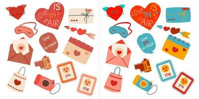 Valentines Day set. With heart and other elements on a white background. vector