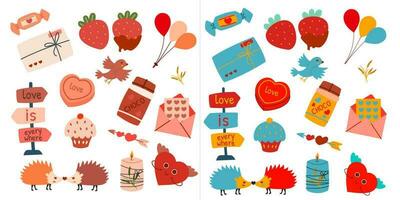 Valentines Day set. With heart and other elements on a white background. vector