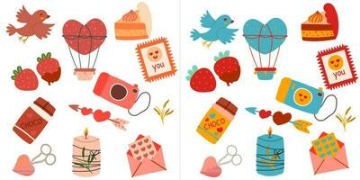 Valentines Day set. With heart and other elements on a white background. vector