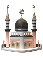 islâmico 3d mesquita fundo dentro Alto qualidade render com transparente fundo png