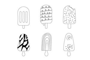 WebSet of hand-drawn outline  ice cream. Hand drawn doodle  design vector