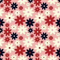 Playful Creative vibrant quirky Retro floral pattern in 60s in bright juicy colors vector