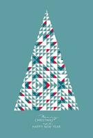 Christmas and New year's card, Christmas tree from a geometric pattern vector