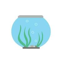 fishbowl, aquarium with algae. Illustration for printing, backgrounds, covers and packaging. Image can be used for greeting cards, posters, stickers and textile. Isolated on white background. vector
