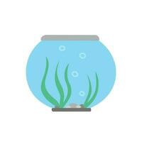 fishbowl, aquarium with algae. Illustration for printing, backgrounds, covers and packaging. Image can be used for greeting cards, posters, stickers and textile. Isolated on white background. vector