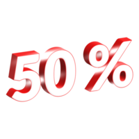 3d numbers 50 percentage red png