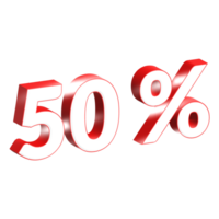 3d numeri 50 percentuale rosso png