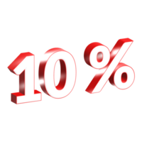 3d numbers 10 percentage red png