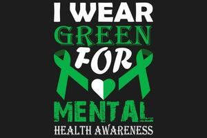 yo vestir verde para mental salud conciencia vector