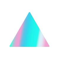 Holographic sticker in the form of a triangle isolated on a white background. Gradient pastel rainbow patch, 90s, 00s, Y2K style. vector