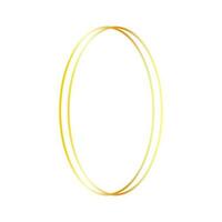 Slim minimalistic oval gold frame isolated on white background. Geometric photo frame, vector foil gradient shape.
