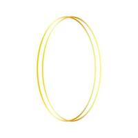 Slim minimalistic oval gold frame isolated on white background. Geometric photo frame, vector foil gradient shape.