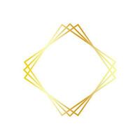 Thin golden geometric frame isolated on white background. Metallic gradient vintage rhombus shaped photo frame. vector