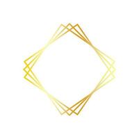 Thin golden geometric frame isolated on white background. Metallic gradient vintage rhombus shaped photo frame. vector