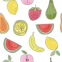 Water color summer fruit  seamless pattern vector