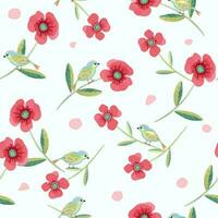 Red flower seamless pattern vector