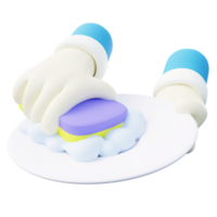 3d Illustration of Hand doing Dishwashing png